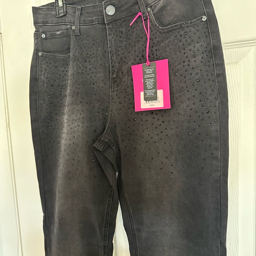 🆕One 5 One High Rise Flare Rhinestones Jeans - Picture 3 of 13